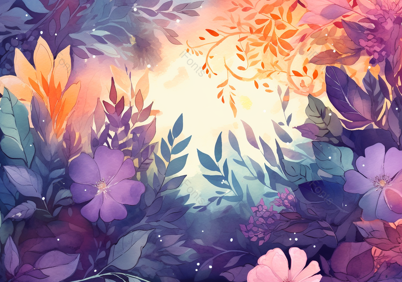 浪漫卡通水彩花卉框架,插画/手绘图,插画/手绘图库,插画/手绘图下载,插画/手绘